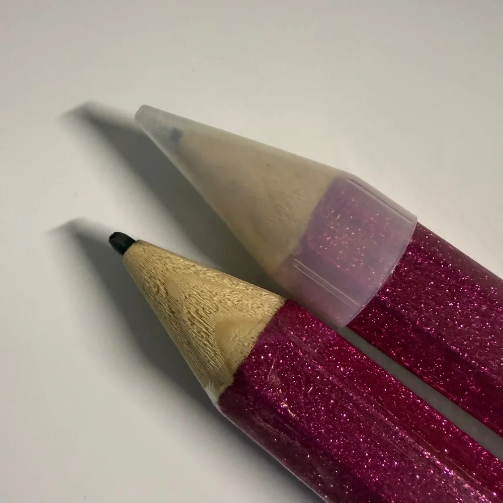 Set of 2 Jumbo Pink Glitter Pencils Novelty Oversized Prop Teacher Gift Magenta